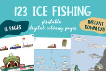 Load image into Gallery viewer, 123 Ice Fishing Coloring Book, Digital/Instant Download
